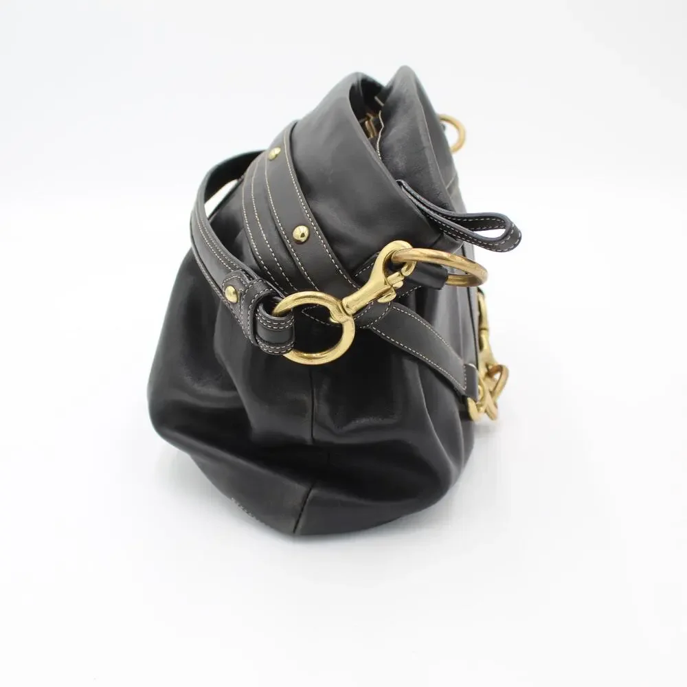 Coach Y2K Hamptons Large Hobo Black Leather Horsebit Slouchy Shoulder Bag 2005
